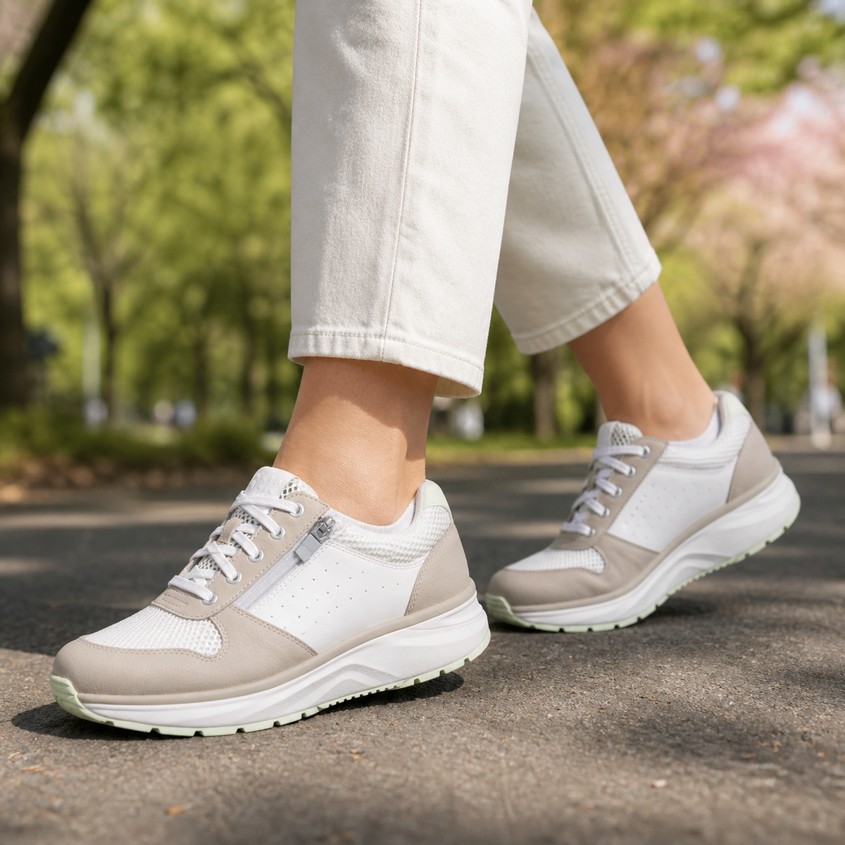 Joya Dynamo ZIP white-green, Damen-Sneaker, am Fuss