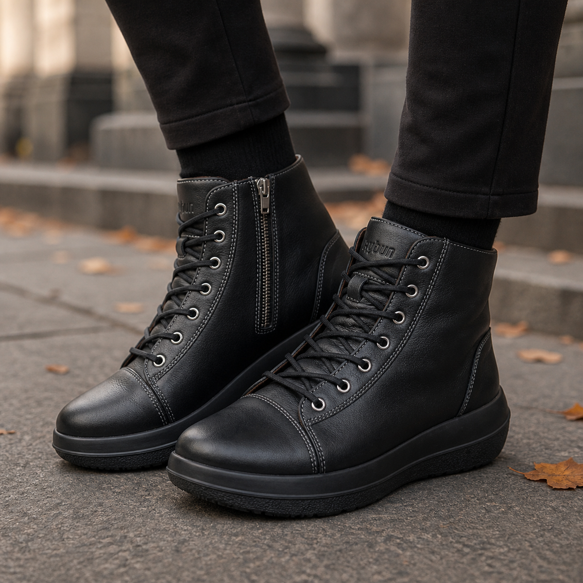 kybun Arosa black, Damenstiefel, am Fuss