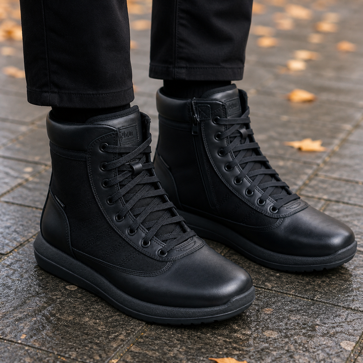 kybun Isone black, Herrenstiefel, am Fuss