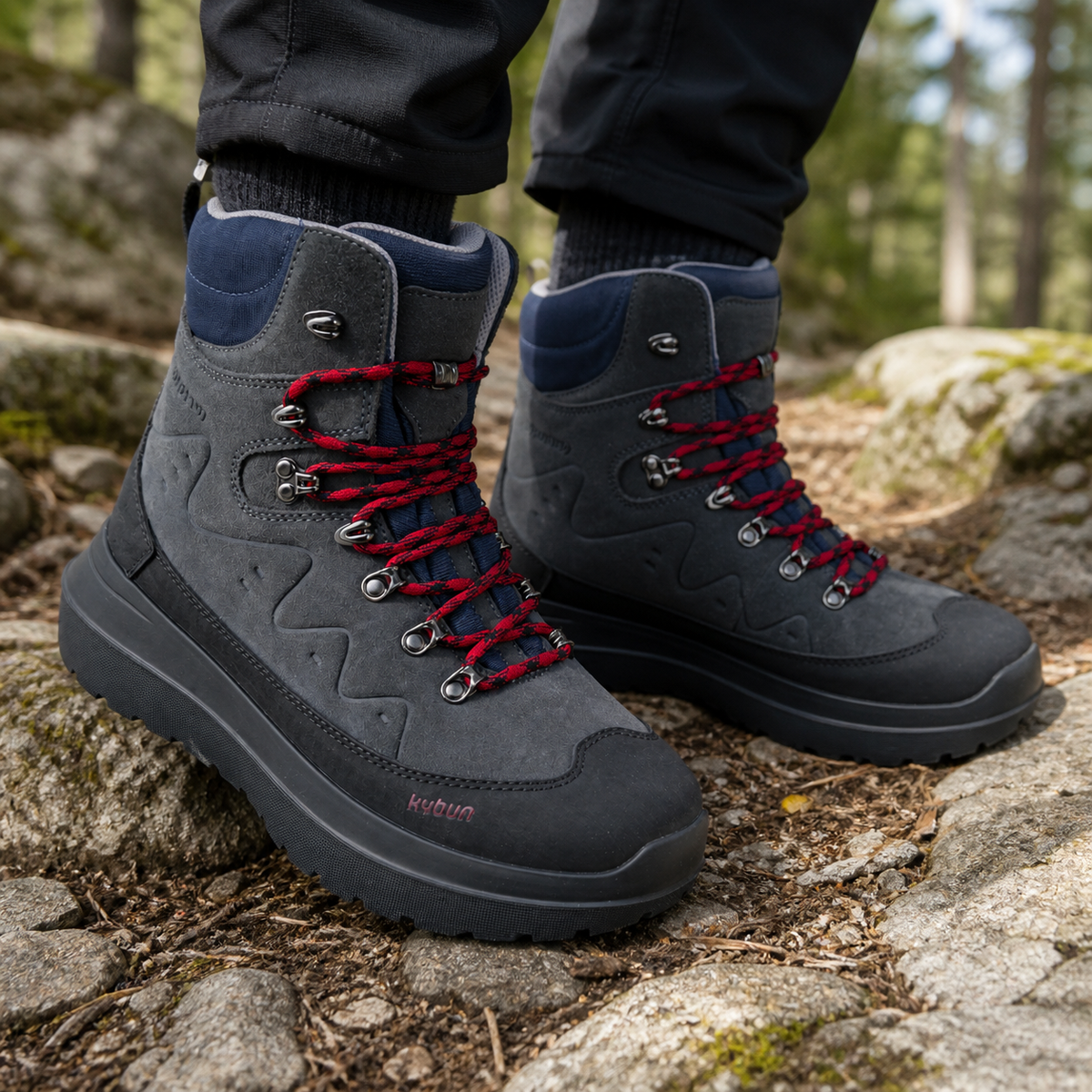 kybun Matterhorn dark blue, Herrenstiefel, am Fuss
