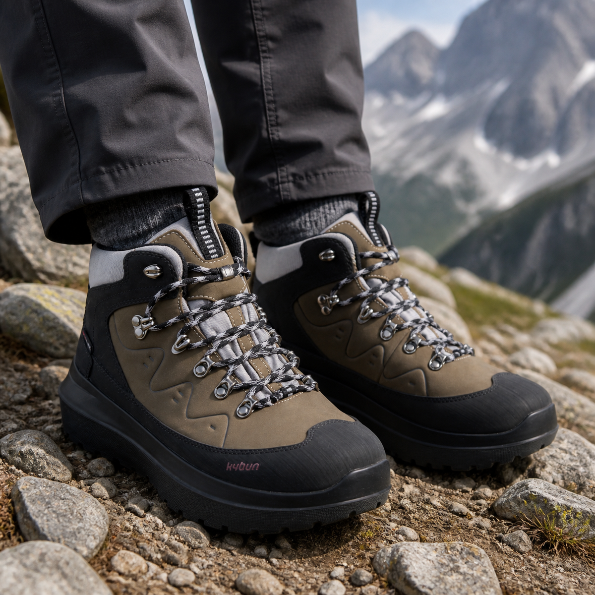 kybun Säntis black, Herrenstiefel, am Fuss