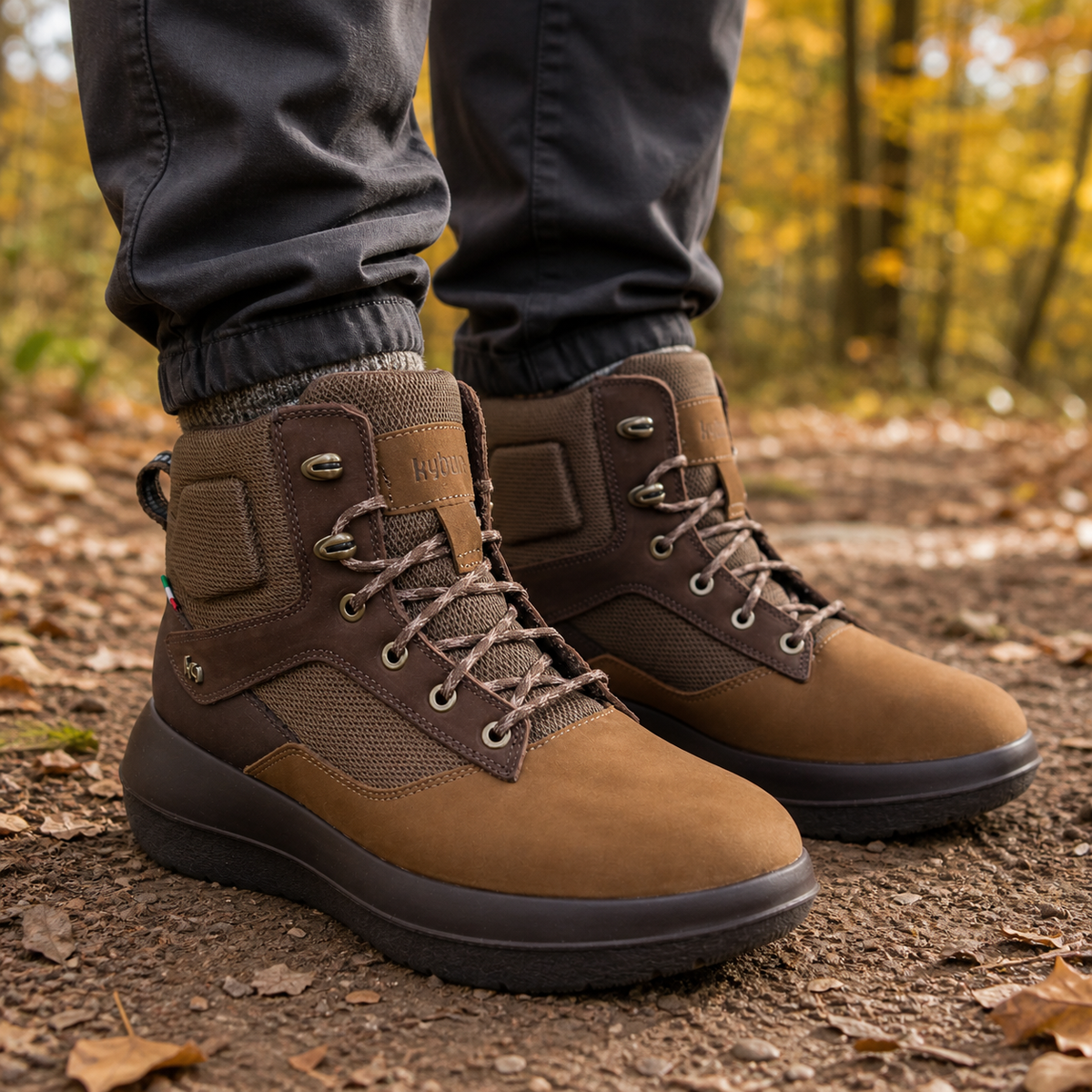 kybun Samnaun brown, Herrenstiefel, am Fuss